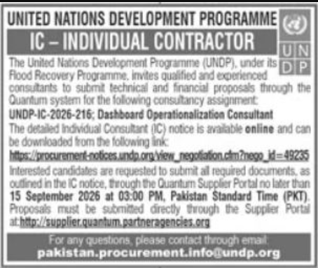 United Nations Development Programme UNDP Islamabad Jobs 2026